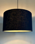 Navy linen drum lampshade/ ceiling shade with a white lining