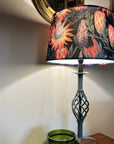 Black & Pink Botanical Velvet Lampshade | French Drum Ceiling Light Shade | Bespoke Handmade Empire Lampshade