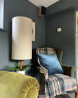 Natural Linen Lampshade | Extra Tall Cylinder Ceiling Light Shade | Bespoke Handmade UK