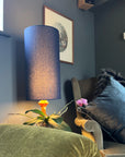 Navy Cotton Lampshade | Extra Tall Cylinder Ceiling Light Shade | Bespoke Handmade UK