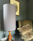 Grey Cotton Lampshade | Extra Tall Cylinder Ceiling Light Shade | Bespoke Handmade UK