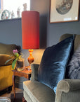 Burnt orange Velvet cylinder lampshade, extra tall lampshade
