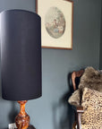 Black Cotton Lampshade | Extra Tall Cylinder Ceiling Light Shade | Bespoke Handmade UK