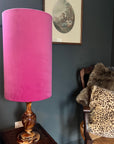 Hot pink velvet cylinder lampshade, extra tall lampshade