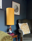 Yellow Cotton Lampshade | Extra Tall Cylinder Ceiling Light Shade | Bespoke Handmade UK
