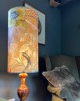 Floral pastel Velvet cylinder lampshade, extra tall lampshade