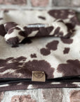 Moody Cow Reversible Pet Blanket | Faux Cowhide & Sherpa | Handmade Luxury Throw for Dogs | Protects Furniture UK