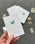Small note cards with teal watercolour love heart