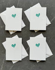 Small note cards with teal watercolour love heart
