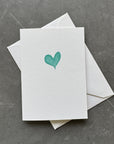 Small note cards with teal watercolour love heart