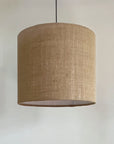 Hessian drum lampshade/ ceiling shade with a white lining