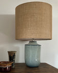 Hessian drum lampshade/ ceiling shade with a white lining