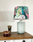 Duck Egg Peacock Floral Velvet French Drum Lampshade | Handmade Ceiling Light Shade | UK