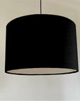 Black velvet drum lampshade/ ceiling shade with a white lining