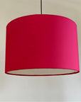 Cerise pink cotton drum lampshade/ ceiling shade with a white lining