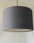 Grey linen drum lampshade/ ceiling shade with a white lining