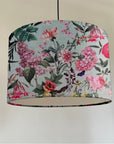 Butterfly floral velvet in duck egg, drum lampshade / ceiling shade, with a white lining