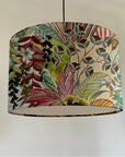 Floral pastel velvet, drum lampshade /ceiling shade with a white lining