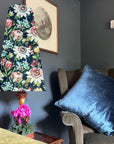 Summer garden Velvet cone lampshade, extra tall lampshade, Midnight