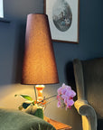 Brown Cotton Lampshade | Extra Tall Cone Light Shade | Bespoke Handmade UK