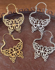Butterfly Hoop Earrings – Filigree Design in Gold or Silver Finish