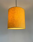 Mustard linen drum lampshade/ ceiling shade with a white lining