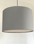 Grey cotton drum lampshade/ ceiling shade with a white lining