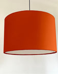 Orange cotton drum lampshade/ ceiling shade with a white lining