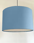 Light blue cotton drum lampshade/ ceiling shade with a white lining