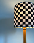 Checkerboard cotton drum lampshade/ ceiling shade with a white lining