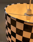 Checkerboard cotton drum lampshade/ ceiling shade with a white lining