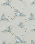 Flying birds drum lampshade/ ceiling shade, in linen, with a white lining