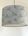 Flying birds drum lampshade/ ceiling shade, in linen, with a white lining