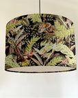Leopard palm trees velvet, drum lampshade /ceiling shade with a white lining