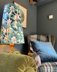 Tropical palm leaves velvet cone lampshade, extra tall lampshade