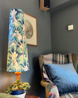 Tropical palm leaves velvet cone lampshade, extra tall lampshade