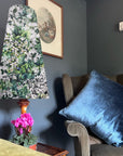 White flowers velvet cone lampshade, extra tall lampshade