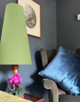Sage Green Cotton Lampshade | Extra Tall Cone Light Shade | Bespoke Handmade UK