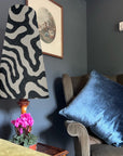 Black wiggle cone lampshade, extra tall lampshade