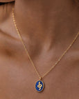 Medusa Gemstone and Snake Motif Pendant: Lapis