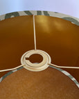 Green wiggle drum lampshade/ ceiling shade, with a metallic brushed gold lining
