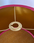 Hot Pink velvet drum lampshade/ ceiling shade with a metallic brushed gold lining