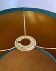 Teal velvet drum lampshade/ ceiling shade with a metallic brushed gold lining