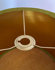 Olive green velvet drum lampshade/ ceiling shade with a metallic brushed gold lining