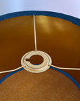 Navy velvet drum lampshade/ ceiling shade with a metallic brushed gold lining