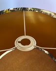 Tropical tiger, cheetah velvet drum lampshade / ceiling shade, with a metallic brushed gold lining