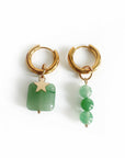 Alyssa Mismatch Green Charm Hoop Earrings