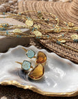 Cleo Long Coin Wrap Necklace: Apatite