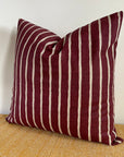 Maroon rowing stripe cotton cushion, scatter cushions