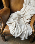 Premium Noble Cashmere Blanket, handwoven pure cashmere throw in latte light honey gold, luxury chevron pattern, soft warm elegant home decor, 125x250cm by Wildash London at brixbailey.com